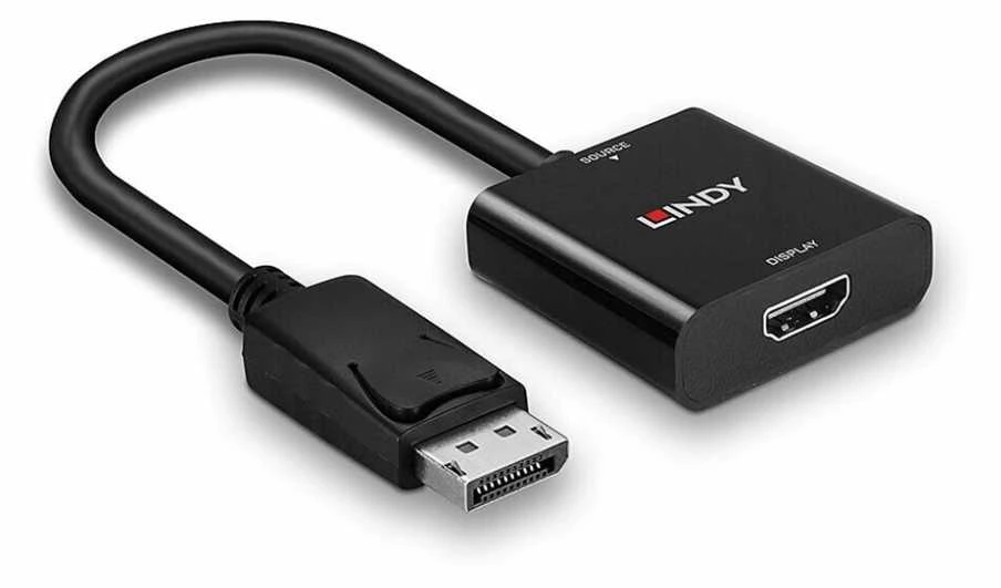 Adapteris - LINDY DisplayPort 1.2 į HDMI 4K 60Hz Aktyvus Adapteris Konverteris, 3840x2160@60Hz, 100 mm, Juodas