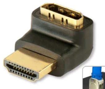 Adapteris - LINDY HDMI F/M Adapteris, 90° Dešinysis Kampas, 4K, 60Hz, 18Gb/s, Juodas