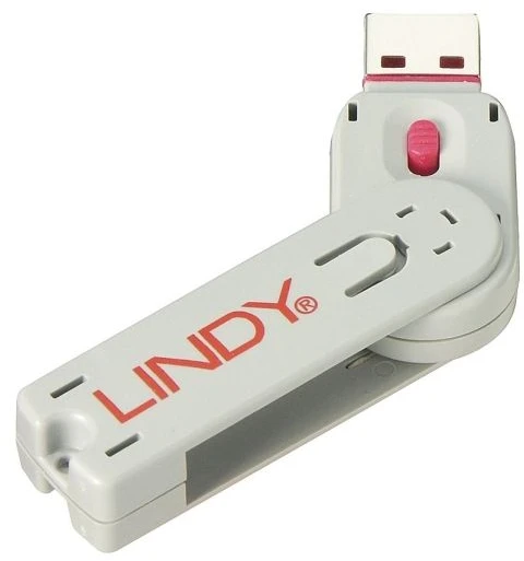 USB Prievado Blokatorius - LINDY USB A Prievado Blokatoriaus Raktas, Nr. 40450 ir 40460, 18x75.16x12mm, Rožinis