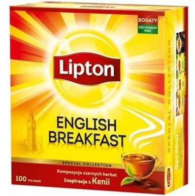 Lipton Juodosios arbatos sudėtis Angliški pusryčiai 50 arbatos pakelių