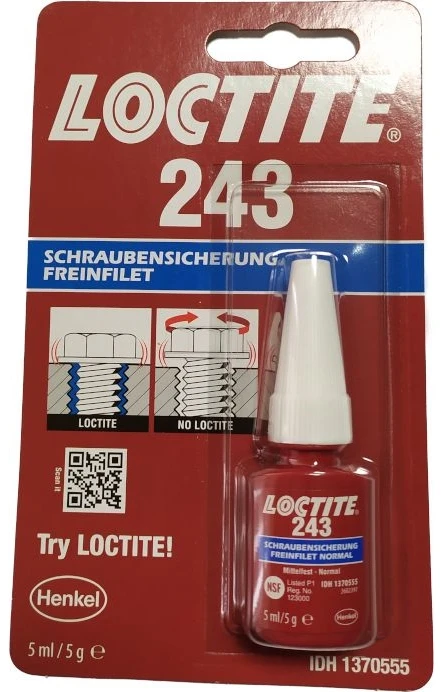 „Loctite“ sriegių fiksavimo klijai, vidutinio stiprumo, 243, 5 ml (1370555)