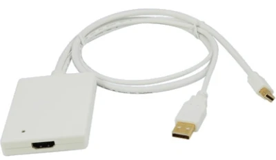 LogiLink Mini DisplayPort + USB audio į HDMI adapteris, 0,6 m, mini DisplayPort, HDMI, balta, vyriškas/moteriškas, 0,09 g