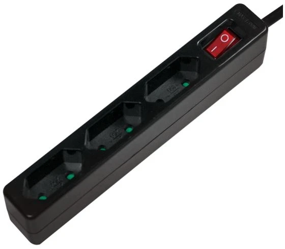 LogiLink 3 lizdai 1,5m juoda | jungiklis