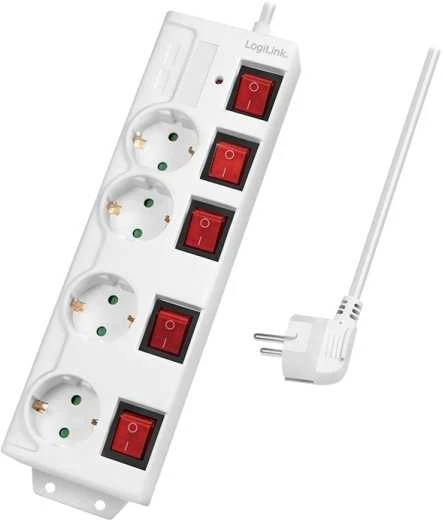 LogiLink 4 lizdai 1,5m balta | jungiklis