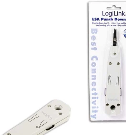LogiLink Prisijungti | LSA Punch Down įrankis | LSA Punch Down įrankisTinka ant sienos ir sienoje esančioms sieninėms plokštėms. Prailginamojo kabelio galo nupjovimas vienu žingsniuPagal standartą EIA/TIA 568 BTinklui, DSL ir ISDNElengva naudotiSu savisriegiais kontaktais