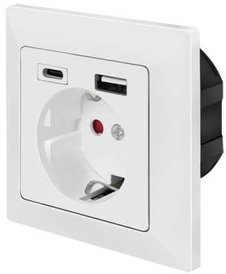 LogiLink LogiLink PA0262 elektros lizdas CEE 7/3 + USB Baltas