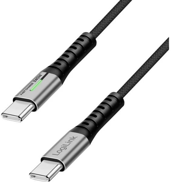 „LogiLink USB-C“ 20 Gb/s, 240 W, 0,5 m, juodas korpusas