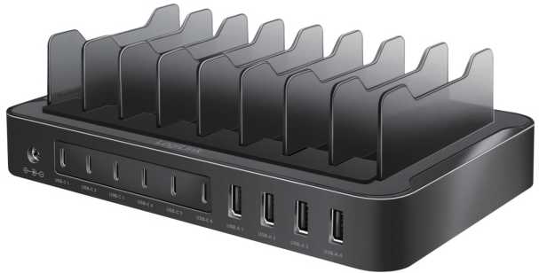 LOL LogiLink USB Table Charger, 10 Port, 4x USB-A & 6x USB-C, 120W, PD, QC3.0, juodas