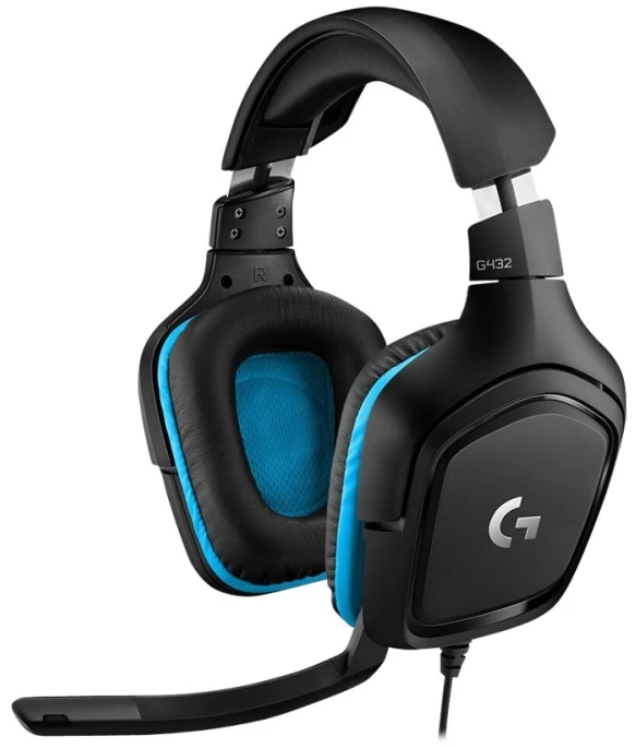 Logitech G432 7.1 Surround Sound ausinės su laidu žaidimams, Juodos
