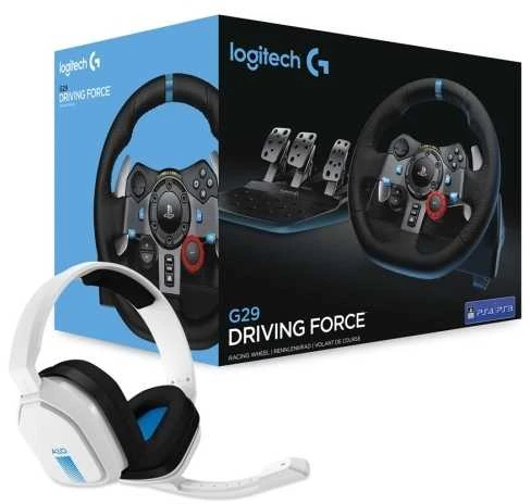 LOGITECH G29 Driving Force lenktyninis vairas PS + Astro A10 - Baltas