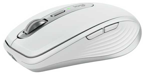 Belaidė pelė Logitech MX Anywhere 3S - RF belaidė + Bluetooth, lazerinis, 8000 DPI, Pale Pilkas (Baltas)