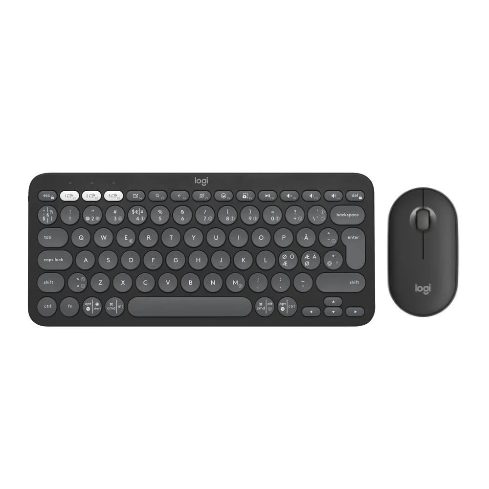 Klaviatūra ir pelė Logitech Pebble 2 Combo for Mac, grafito spalvos, Nordic išdėstymas