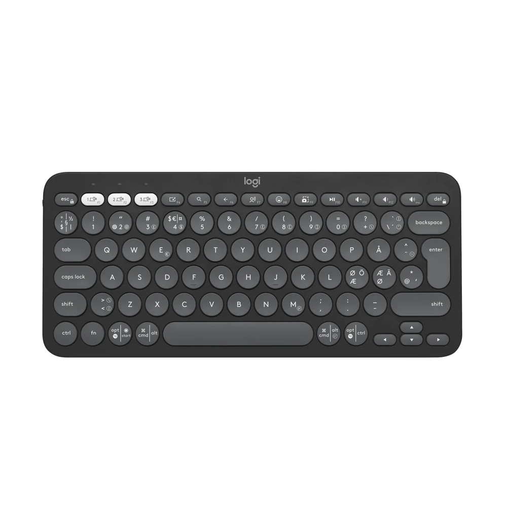 Belaidė klaviatūra Logitech PEBBLE KEYS 2 K380S, Grafito spalvos, Išdėstymas: Šiaurės šalių (Qwerty)