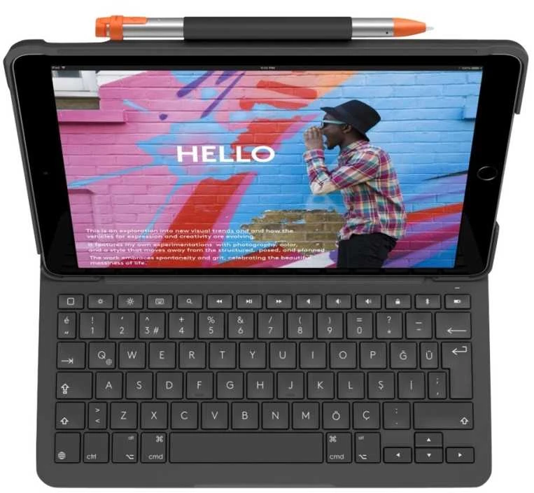 Logitech Logitech Slim Folio Pilkas Bluetooth QWERTZ vokiečių kalba