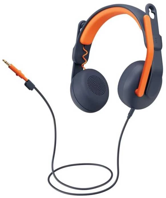 Logitech Zone Learn ausinės su laidu ir oranžinėmis detalėmis