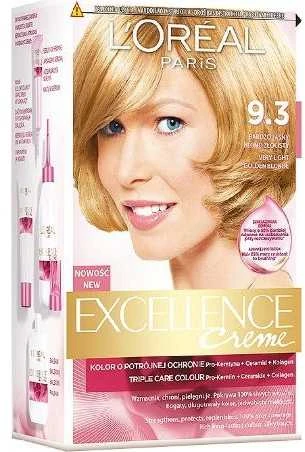 „L'Oreal Paris Excellence Creme 9.3“ labai šviesi auksinė blondinė