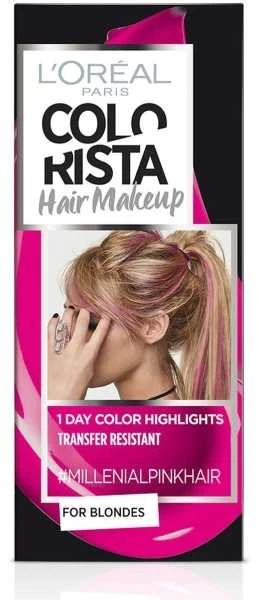 L'Oreal Paris Colorista plaukų makiažo pusiau ilgalaikiai plaukų dažai #MILLENIALPINK, 30 ml
