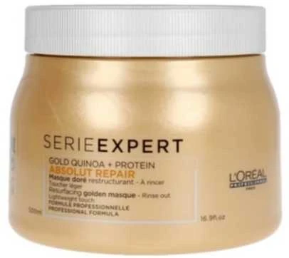 „L'Oreal Professionnel“, „Serie Expert Absolut Repair Golden“, „Protein + Gold Quinoa“, plaukų kaukė „Kreminis“, akimirksniu atnaujinanti paviršių.