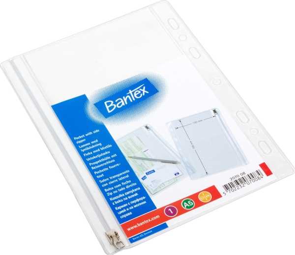 Užtrauktuku užsegama kišenė Bantex, A5 formato, 10 vnt. pakuotėje.
