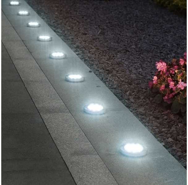Maclean MCE318 LED saulės kelio šviestuvai su įžeminimo smaigaliu 12 LED SMD Neutral Baltas 4000K 0,7 W saulės lempa lauko tako šviesai sodo šviestuvams IP44