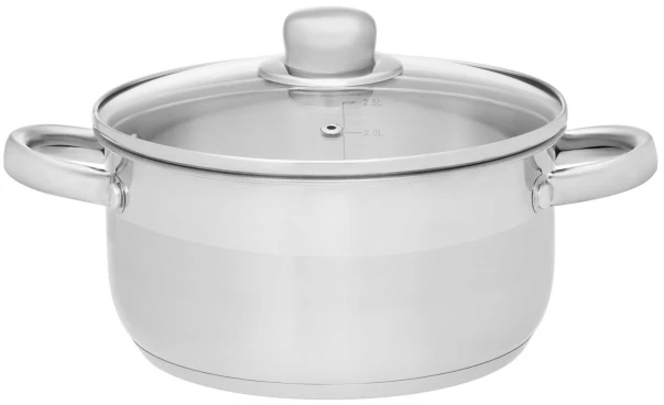 Maku „Kitchen Life Basic“ puodas su stikliniu dangčiu, nerūdijančio plieno, 6,5 l, 24 cm