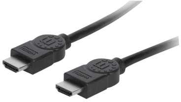 MANHATTAN didelės spartos HDMI kabelis su eternetu HEC, ARC, 3D, HDMI kištukas į kištuką, ekranuotas, Juodas, 7,5 m., 353274