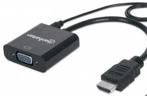 Intracom MANHATTAN HDMI į VGA keitiklis HDMI Vyriškas į VGA Moteris su garsu juodas