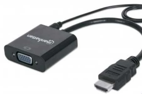 Adapteris AV Manhattan HDMI - D-Sub (VGA) + Jack 3.5mm juoda (151559)