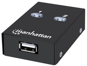 Intracom MANHATTAN Hi-Speed USB 2.0 bendrinimo jungiklis 1x2 prievadai, dvigubas valdymas, automatinio jutiklio USB 2.0 tipo A į B tipo jungiklis