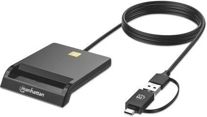 Manhattan lustinių kortelių skaitytuvas su USB-C / USB-A jungtimi combo (102759)