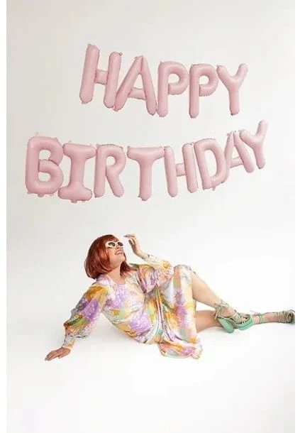 PartyDeco Folinis balionas Happ Birthday rausvas 340x35cm