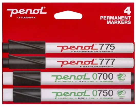 Penol Marker 700+777+0700+0750, permanent, juodas - with 4 pcs. (12901001)