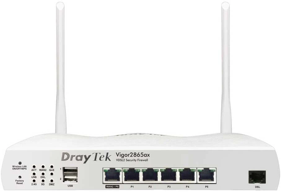 Carruzzo DrayTek Vigor 2865ax belaidis maršrutizatorius Gigabitinis eternetas Dviguba juosta (2,4 GHz / 5 GHz) Balta