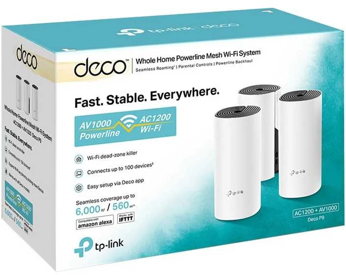 Maršrutizatorius Prieigos taško belaidis WiFi TP-LINK Deco P9 (3 paketas) (300 Mb/s – 802.11 b/g/n, 867 Mb/s – 802.11 a/n/ac)