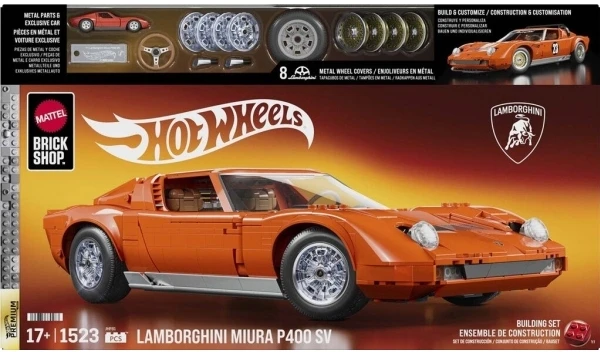 MATTEL BRICK SHOP HOT WHEELS Lamborghini ‘71 Miura P400 SV konstruktorius (JHF61)