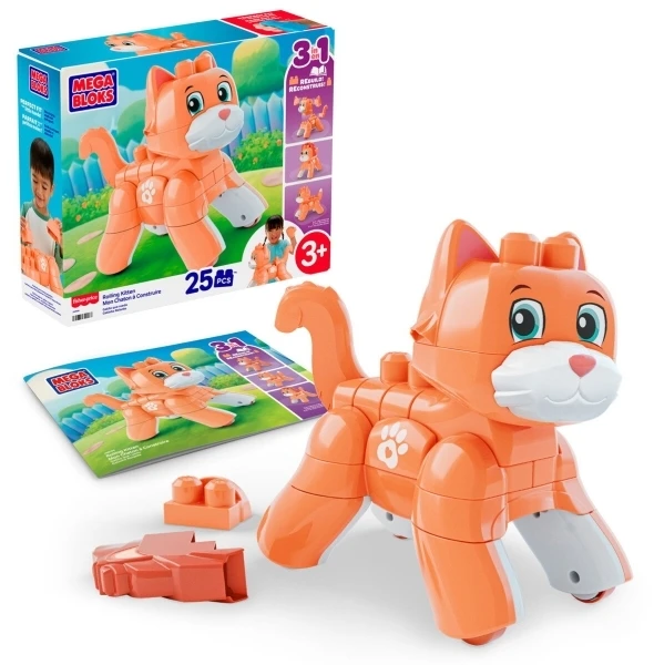 Mattel MEGA BLOKS ROLLING KITTEN 3 in 1 kačiuko konstruktorius (JMK86)