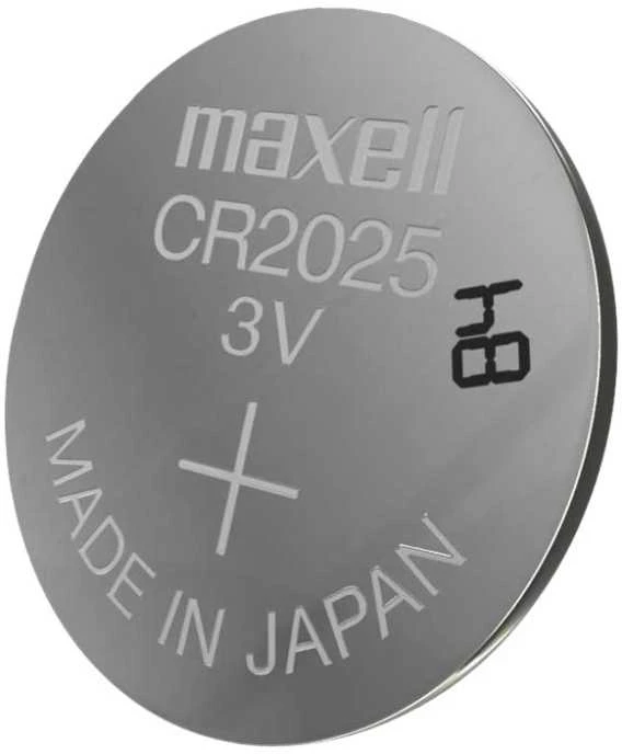 Maxell CR2025 tablečio baterija iš arti