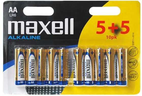 „Maxell“ vienkartinės šarminės AAA baterijos, 10 vnt. pakuotė