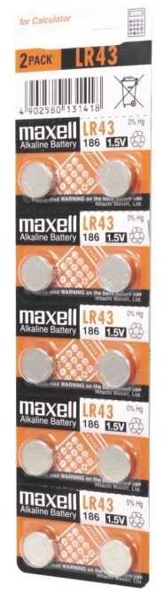 Baterija - Maxell G12 LR43 1.5V Alkalinė 10Vnt