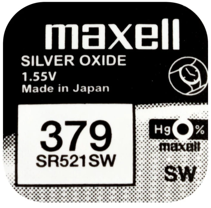 MAXELL mygtukinė baterija – 10 vnt. – 379 / SR521SW – 1,55 V