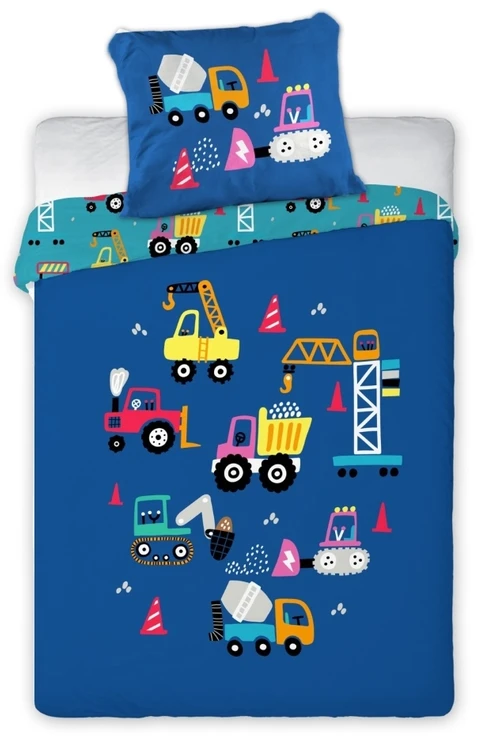 MCU Patalynė vaikiškas 100x135 Transporto priemonės mėlyna 023 Mielas medvilninis pagalvės užvalkalas 40x60