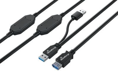 Carruzzo MediaRange MRCS244 USB kabelis USB 3.2 Gen 1 (3.1 Gen 1) 15 m 2 x USB A USB A 5 Gbit/s Juoda