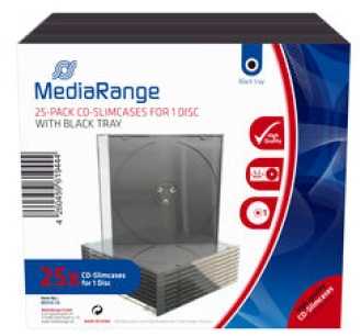MediaRange CD ploni dėklai 1 diskui su juodu įdėklu, 25 vnt.