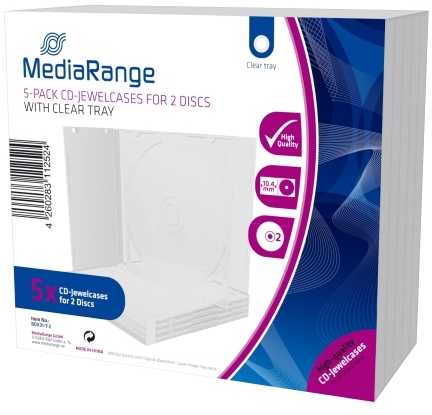 MediaRange Pudełko na płyty CD na 2 płyty 10.4mm permatomas tacka 5pcs