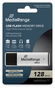 MediaRange High performance 128 GB, USB-Stick - sidabrinis/juodas, USB-A 3.2 Gen 1