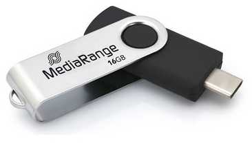 Pendrive MediaRange USB 3.2 Gen1 USB-C 16GB Juodas Sidabrinė (MR1951)