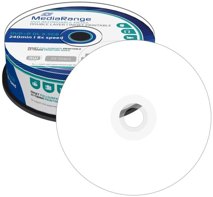 MediaRange DVD+R DL 8.5 GB 8x 25 vnt (MR474)