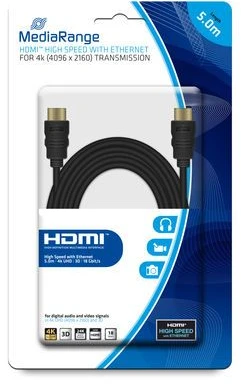 „MediaRange MRCS158“, 5 m, HDMI A tipo (standartinis), HDMI A tipo (standartinis), 3D suderinamumas, 18 Gbit/sek., Juoda