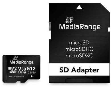 Atminties kortelė MediaRange SD MicroSD Card 512GB UHS-1 Cl.10 inkl. Adapteris