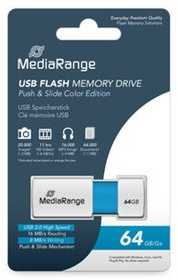Pendrive MediaRange Color EDT. MR974 64GB Mėlyna, Baltas
